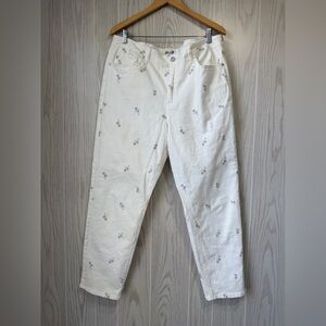 Seven7 White Floral Embroidered Ankle Jeans Size 16